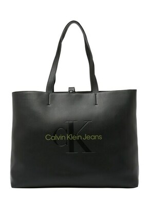 Torbica Calvin Klein Jeans črna barva - črna. Velika torbica iz kolekcije Calvin Klein Jeans. Model na zapenjanje