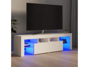 VIDAXL TV omarica z LED lučkami bela 140x36