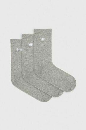 Nogavice Helly Hansen 3-pack siva barva - siva. Visoke nogavice iz kolekcije Helly Hansen. Model izdelan iz elastičnega materiala. V kompletu so trije pari.