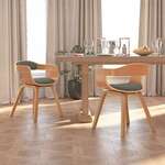 vidaXL Jedilni stol 2 kosa svetlo siv ukrivljen les in blago