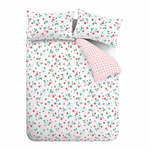 Bela/rožnata posteljnina za zakonsko posteljo 200x200 cm Strawberry Garden – Catherine Lansfield