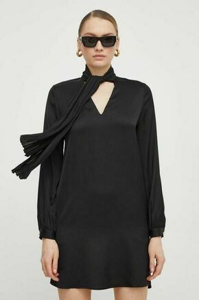 Obleka Liu Jo črna barva - črna. Obleka iz kolekcije Liu Jo. Model izdelan iz enobarvne tkanine. Model iz tanke