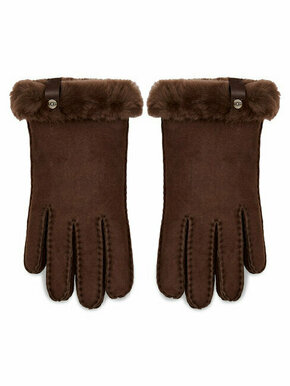 Ugg Ženske rokavice W Shorty Glove W Leather Trim 17367 Rjava