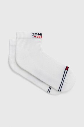 Tommy Jeans nogavice (2-pack) - bela. Dolge nogavice iz zbirke Tommy Jeans. Model izdelan iz raztegljive vzorčaste tkanine. Vključena sta dva para