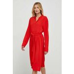 Obleka Tommy Hilfiger rdeča barva - rdeča. Lahkotna obleka iz kolekcije Tommy Hilfiger. Model izdelan iz enobarvne tkanine. Model iz zračne viskozne tkanine.