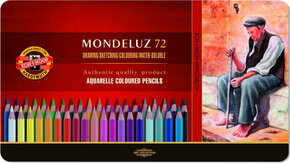 Koh-i-Noor akvarelne umetniške barvice MONDELUZ 72 kosov v pločevinasti škatli