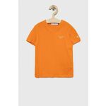 Otroška bombažna kratka majica Calvin Klein Jeans oranžna barva - oranžna. Otroški kratka majica iz kolekcije Calvin Klein Jeans. Model izdelan iz pletenine s potiskom.