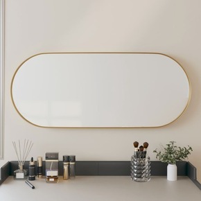 Vidaxl Stensko ogledalo zlato 25x60 cm ovalno