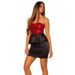 Amiatex Ženska obleka 73265, rdeče-črna, 8