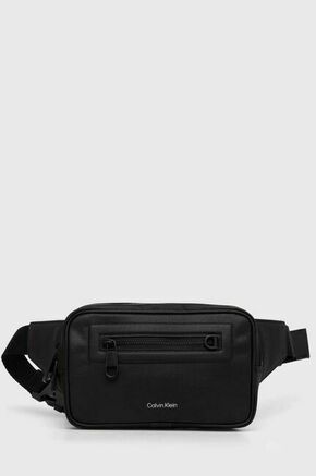 Torbica za okoli pasu Calvin Klein črna barva - črna. Pasna torbica iz kolekcije Calvin Klein. Model izdelan iz kombinacije tekstilnega materiala in ekološkega usnja.