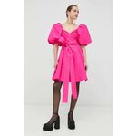 Obleka Pinko vijolična barva - vijolična. Obleka iz kolekcije Pinko. Nabran model izdelan iz enobarvne tkanine.