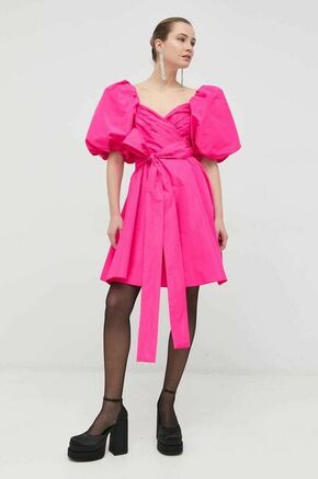 Obleka Pinko vijolična barva - vijolična. Obleka iz kolekcije Pinko. Nabran model izdelan iz enobarvne tkanine.