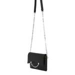 Usnjena torbica Karl Lagerfeld črna barva - črna. Majhna torbica iz kolekcije Karl Lagerfeld. Model na zapenjanje, izdelan iz naravnega usnja.