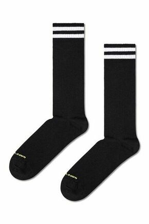 Nogavice Happy Socks Solid Sneaker Thin Crew Sock črna barva - črna. Nogavice iz kolekcije Happy Socks. Model izdelan iz elastičnega