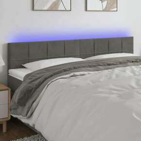 Shumee LED posteljno vzglavje temno sivo 160x5x78/88 cm žamet