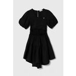 Otroška obleka Pinko Up črna barva - črna. Otroški Lahkotna obleka iz kolekcije Pinko Up. Model izdelan iz enobarvne tkanine. Model iz izjemno udobne tkanine z visoko vsebnostjo bombaža.