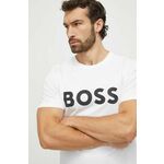 Kratka majica Boss Green moški, bela barva - bela. Kratka majica iz kolekcije Boss Green, izdelana iz tanke, elastične pletenine. Model iz izjemno udobne tkanine z visoko vsebnostjo bombaža.