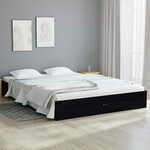 Greatstore Okvir za posteljo, črn, masivni les, 135x190 cm, dvojni
