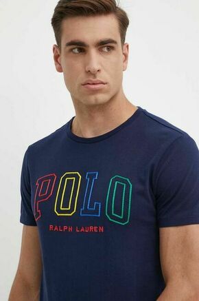 Bombažna kratka majica Polo Ralph Lauren moški - mornarsko modra. Kratka majica iz kolekcije Polo Ralph Lauren