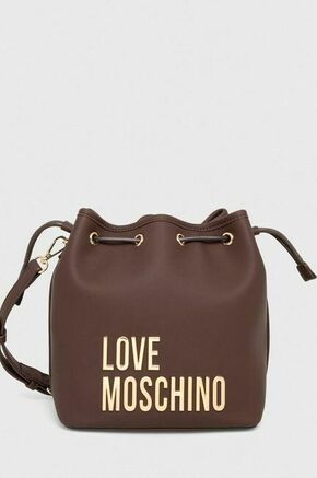 Torbica Love Moschino rjava barva - rjava. Srednje velika torbica iz kolekcije Love Moschino. Model brez zapenjanja