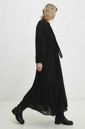 Obleka Answear Lab črna barva - črna. Obleka iz kolekcije Answear Lab. Model izdelan iz enobarvne tkanine. Poliester zagotavlja visoko odpornost na mečkanje.