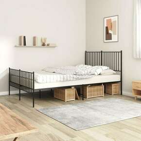 VidaXL Kovinski posteljni okvir z vzglavjem in vznožjem črn 140x190 cm