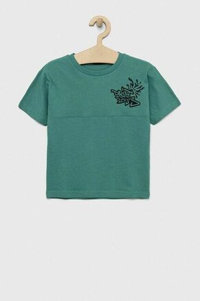 Otroška bombažna kratka majica Sisley zelena barva - zelena. Otroški Lahkotna kratka majica iz kolekcije Sisley. Model izdelan iz tanke