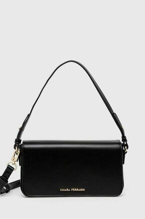 Torbica Chiara Ferragni črna barva - črna. Majhna torbica iz kolekcije Chiara Ferragni. Model na zapenjanje