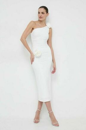 Obleka Bardot bela barva - bela. Obleka iz kolekcije Bardot. Model izdelan iz elastične pletenine. Model iz izjemno udobne