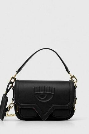 Torbica Chiara Ferragni črna barva - črna. Majhna torbica iz kolekcije Chiara Ferragni. Model na zapenjanje