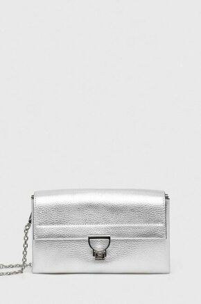 Torbica Coccinelle srebrna barva - srebrna. Majhna večerna torbica iz kolekcije Coccinelle. Model na zapenjanje