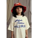 Otroški bombažni klobuk Mini Rodini Mallorca oranžna barva - oranžna. Otroški klobuk iz kolekcije Mini Rodini. Model z ozkim robom, izdelan iz materiala z nalepko.