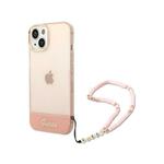Guess Guhcp14shgcohp za iphone 14 6.1 - roza silikonski ovitek s perla zapestnico