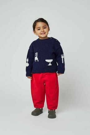 Otroške bombažne hlače Bobo Choses rdeča barva - rdeča. Spodnji del trenirke za dojenčka iz kolekcije Bobo Choses. Model izdelan iz enobarvne pletenine.