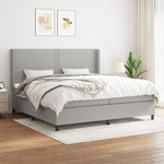 Box spring postelja z vzmetnico svetlo siva 200x200 cm blago - vidaXL - Siva - 93,93 - 200 x 200 cm - vidaXL