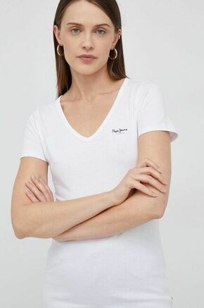 Bombažna kratka majica Pepe Jeans bela barva - bela. Kratka majica iz kolekcije Pepe Jeans. Model izdelan iz tanke