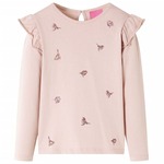 vidaXL Otroška majica z dolgimi rokavi potisk vrabcev roza 92