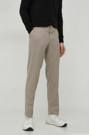 Volnene hlače Michael Kors bež barva - bež. Hlače iz kolekcije Michael Kors. Model izdelan iz melange materiala. Visoka vsebnost volne zagotavlja zaščito pred mrazom