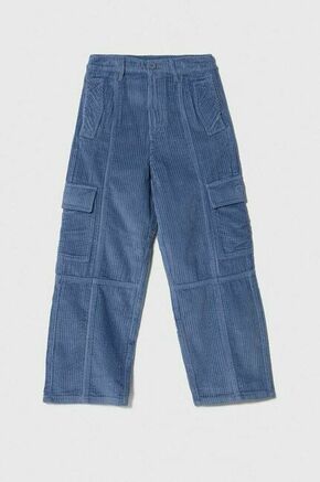 Otroške hlače United Colors of Benetton - modra. Otroški hlače iz kolekcije United Colors of Benetton. Model izdelan iz rebrastega žameta. Model iz izjemno udobne bombažne tkanine.