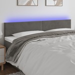 Greatstore LED posteljno vzglavje temno sivo 160x5x78/88 cm žamet