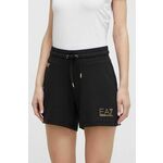 Kratke hlače EA7 Emporio Armani ženski, črna barva - črna. Kratke hlače iz kolekcije EA7 Emporio Armani, izdelane iz pletenine. Material z optimalno elastičnostjo zagotavlja popolno svobodo gibanja.
