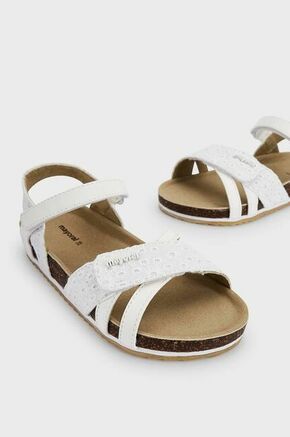 Otroški sandali Mayoral bela barva - bela. Otroški sandali iz kolekcije Mayoral. Model izdelan iz kombinacije tekstilnega materiala in ekološkega usnja.