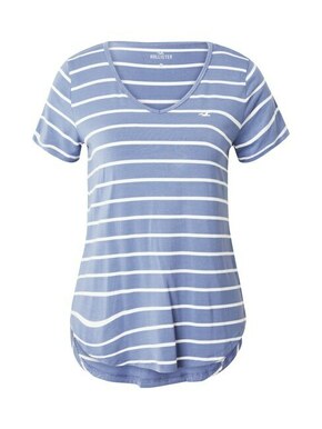 Kratka majica Hollister Co. ženski - modra. Kratka majica iz kolekcije Hollister Co. Izdelana iz vzorčaste pletenine. Model iz izjemno udobne tkanine z visoko vsebnostjo viskoze.
