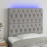 Vidaxl LED posteljno vzglavje svetlo sivo 100x7x118/128 cm blago