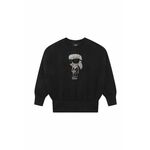 Otroški pulover Karl Lagerfeld črna barva - črna. Otroški pulover iz kolekcije Karl Lagerfeld, izdelan iz pletenine z nalepko. Model iz izjemno udobne tkanine z visoko vsebnostjo bombaža.