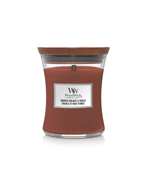 WoodWick rjava dišeča sveča Smoked Walnut &amp; Maple srednja vaza