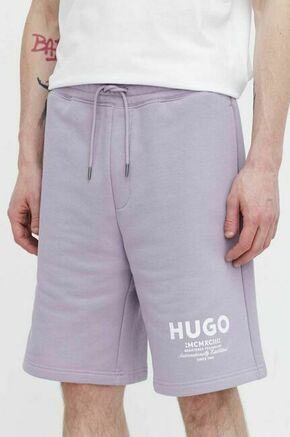 Bombažne kratke hlače Hugo Blue vijolična barva - vijolična. Kratke hlače iz kolekcije Hugo Blue. Model izdelan iz elastične pletenine za udobje in svobodo gibanja. Model iz izjemno udobne bombažne tkanine.