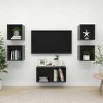 Greatstore Komplet TV omaric 5-delni visok sijaj siva iverna plošča