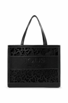 Torbica Tous črna barva - črna. Velika torbica iz kolekcije Tous. brez zapenjanja izdelan iz ekološkega usnja.