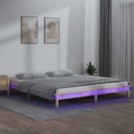 vidaXL LED posteljni okvir 135x190 cm 4FT6 dvojni trden les